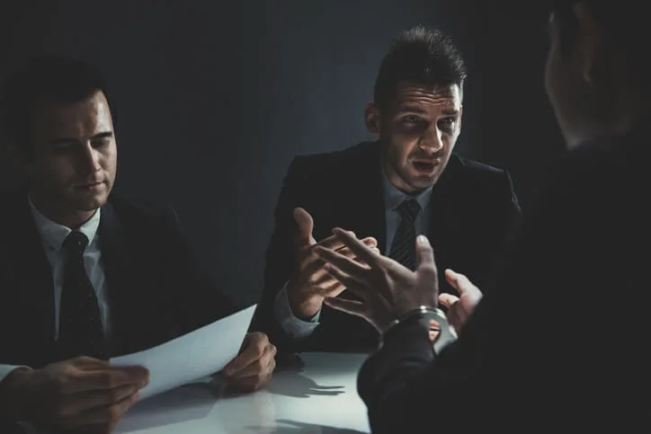 Attorney speaking with client