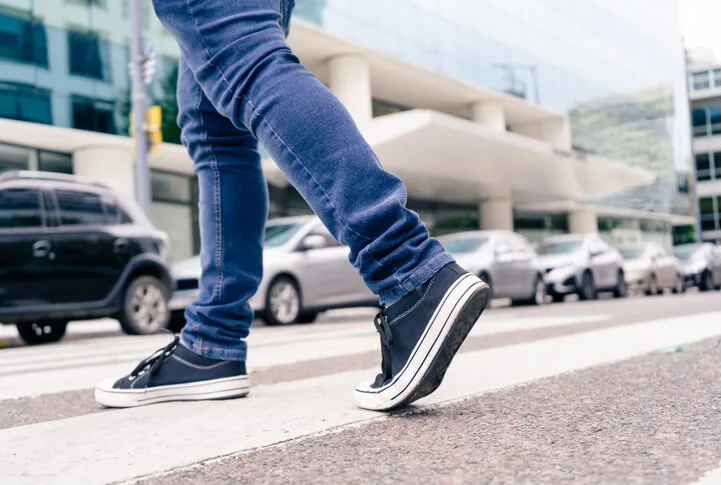 Pedestrian walking on crosswalk