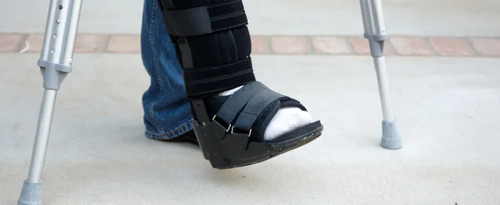Man walking after a soft tissue injury