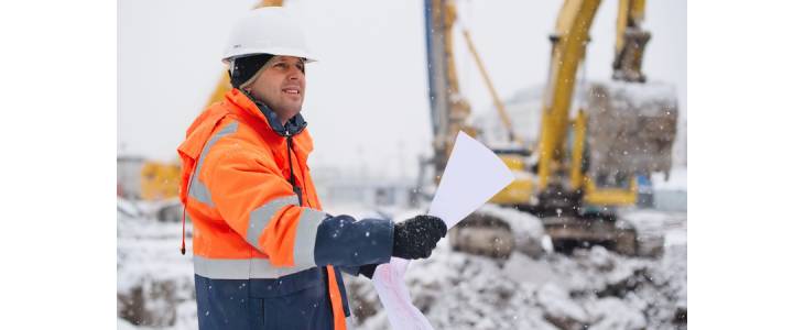 Construction worker during the winter