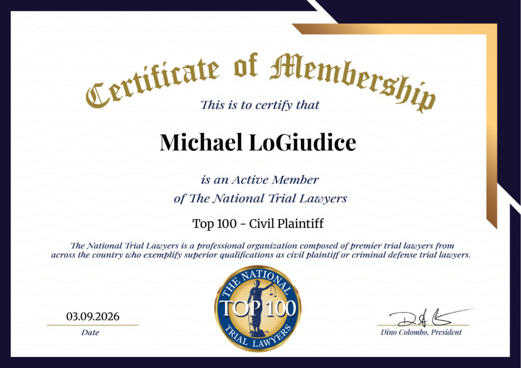 Michael LoGiudice - Active Member of The National Trial Lawyers Top 100 Civil Plaintiff